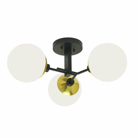 NORWELL Triple Play Semi-Flush Mount Light - Polished Brass 5675-PB-OP